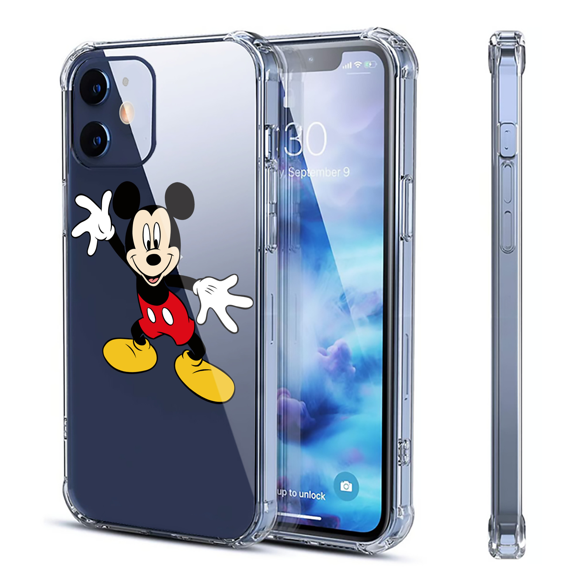 （画像用） ミッキーマウス Mickey Mouse 【iPhone 12シリーズ対応】透明スマホケース（クリアソフトケース）